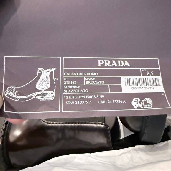 Prada 2TE168 Spazzolato Leather Chelsea Ankle Boots Mens Brown Lug Sole UK8.5 main image 13